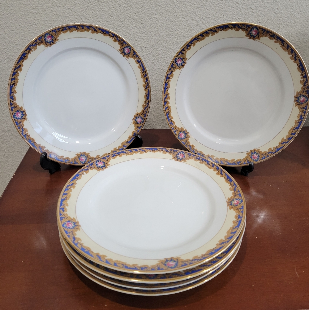 Set of 6 Vintage Noritake Japan Nippon Beverly Bone China 8.5" Luncheon Plates
